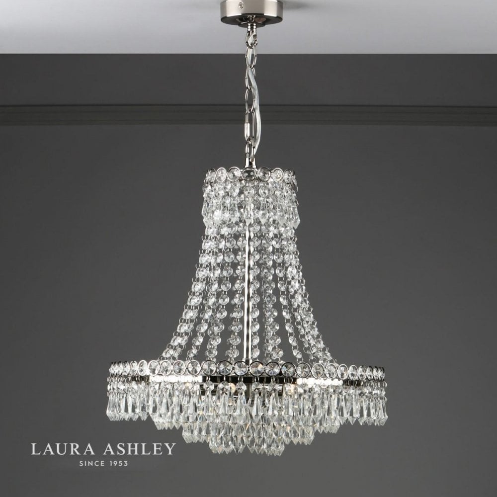 Enid Small 5 Light Crystal Chandelier in Polished Nickel