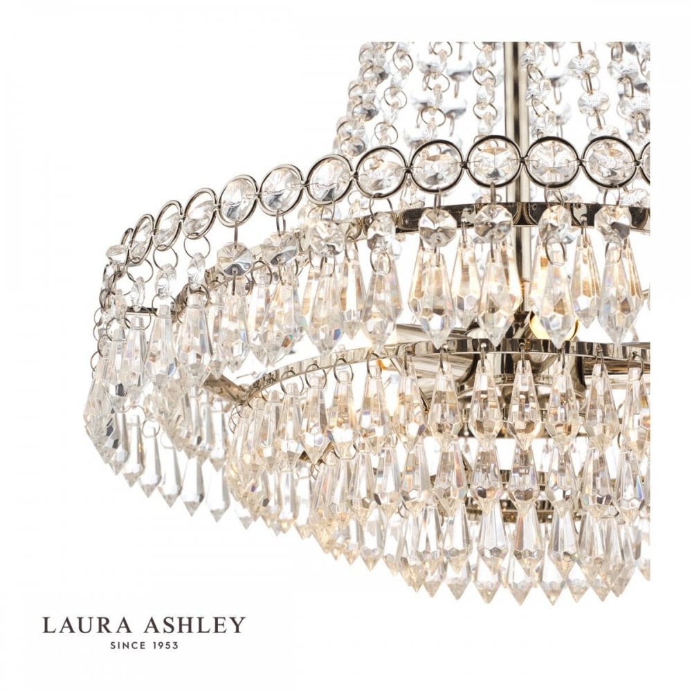 Enid Small 5 Light Crystal Chandelier in Polished Nickel