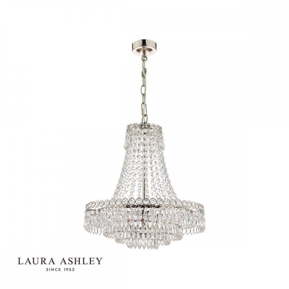 Enid Small 5 Light Crystal Chandelier in Polished Nickel