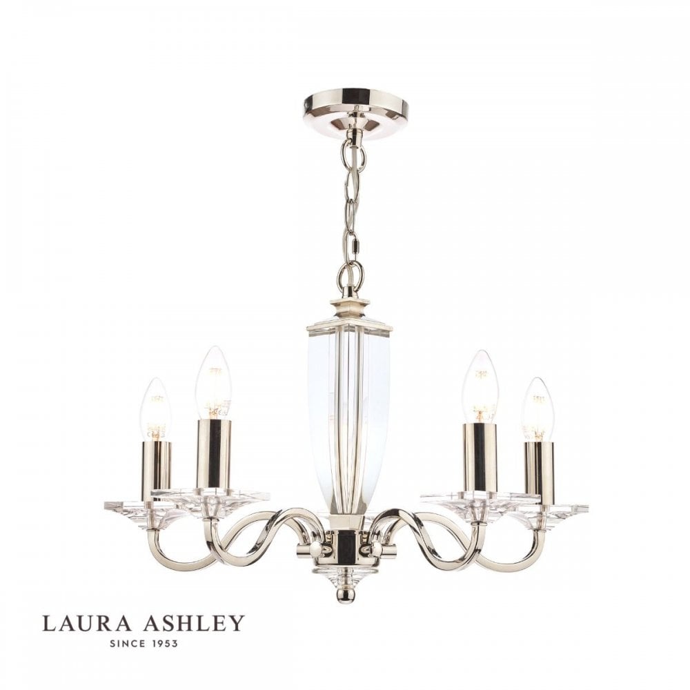 Carson 5 light Chandelier in Polished Nickel