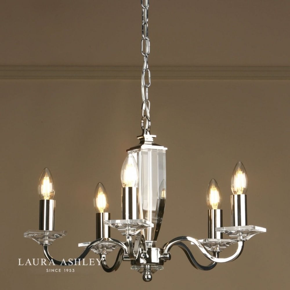 Carson 5 light Chandelier in Polished Nickel