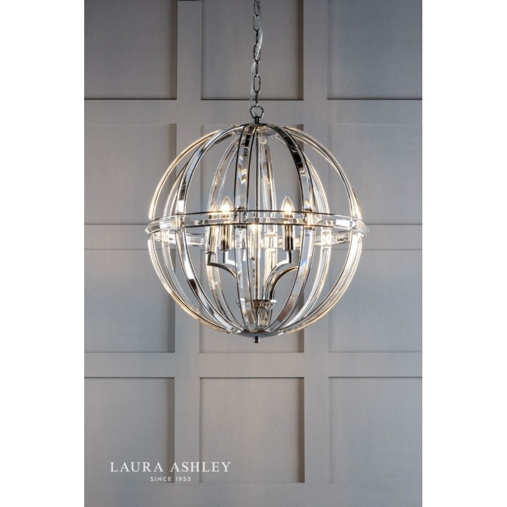 Aidan 5 Light Polished Chrome & Glass Pendant