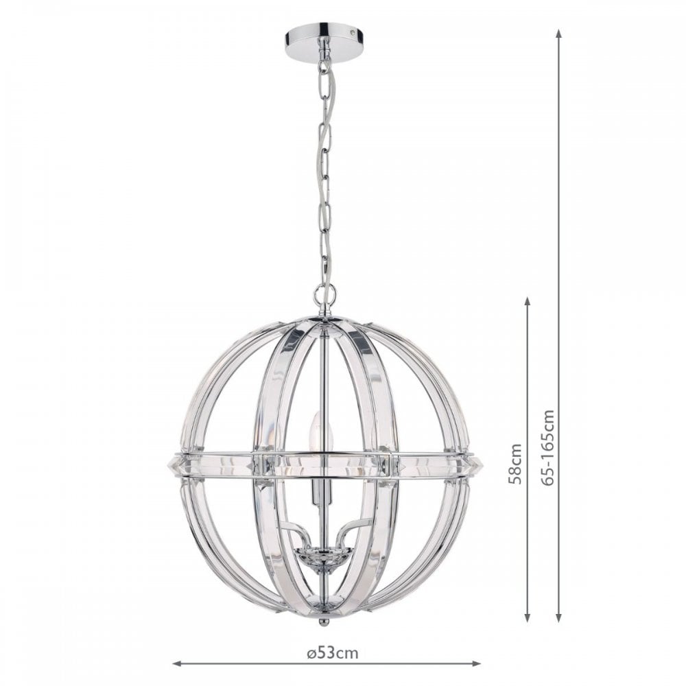 Aidan 5 Light Polished Chrome & Glass Pendant