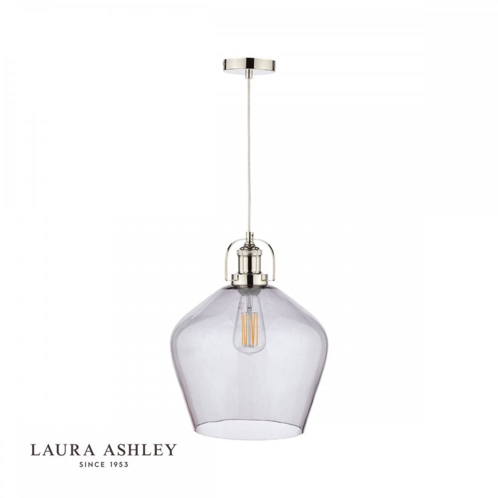 Rye Polished Nickel & Smoked Glass Pendant