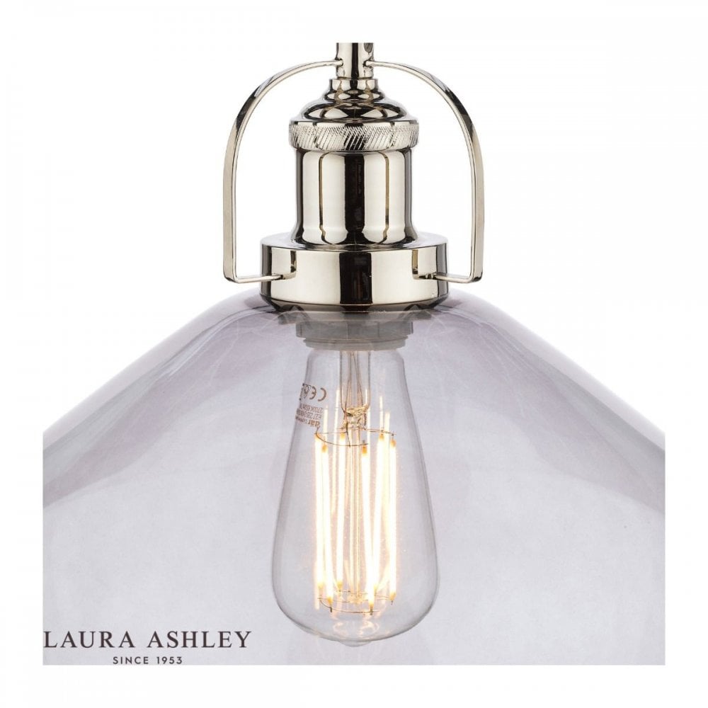 Rye Polished Nickel & Smoked Glass Pendant