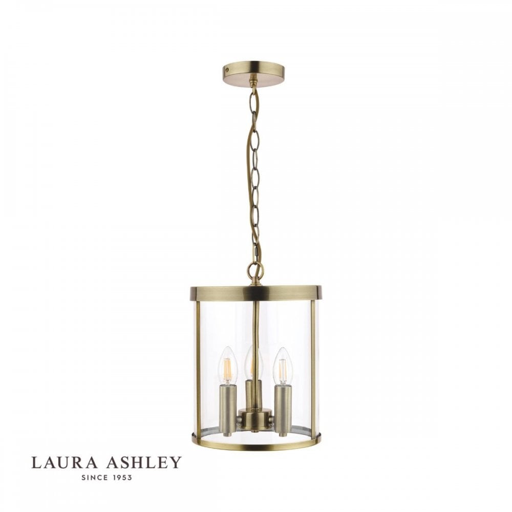 Selbourne 3 Light Antique Brass & Glass Lantern