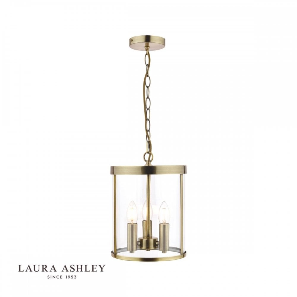 Selbourne 3 Light Antique Brass & Glass Lantern