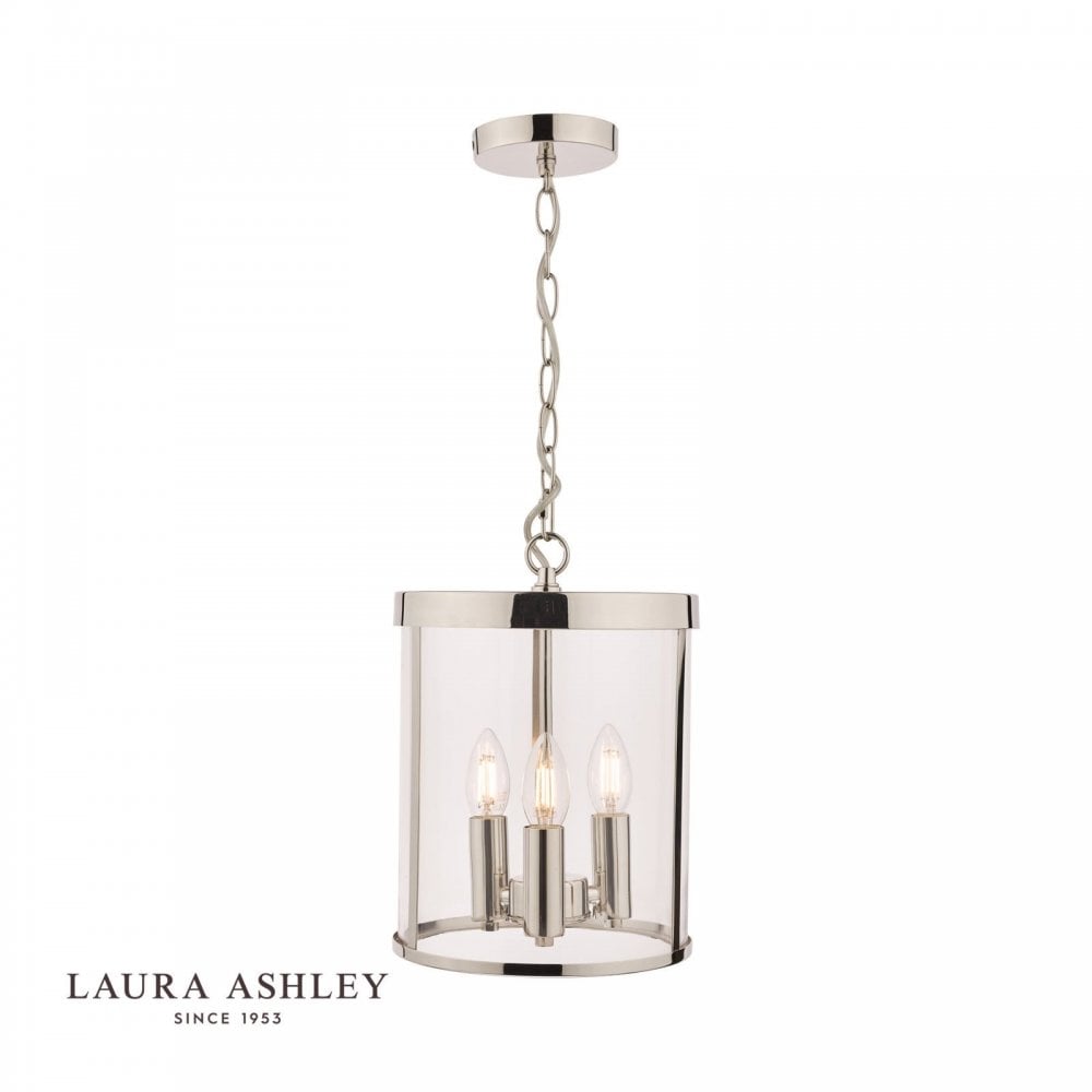 Selbourne 3 Light Polished Nickel & Glass Lantern