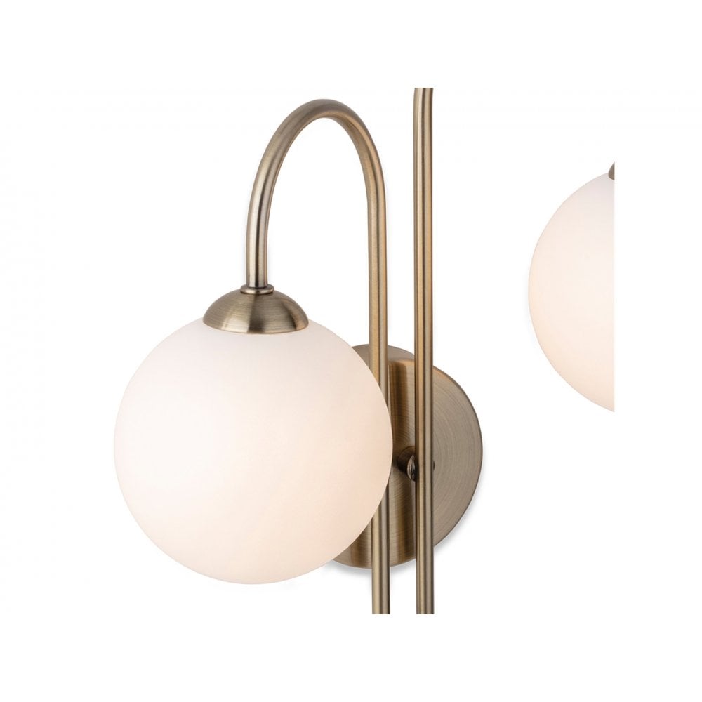 Lyndon 2 Light Wall in Antique Brass with Opal White Class