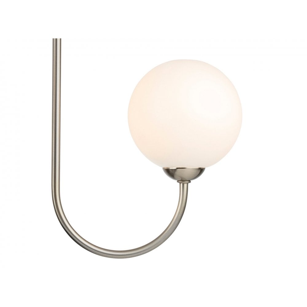 Lyndon 3 Ceiling Light in Brushed Steel with Opal White Glass