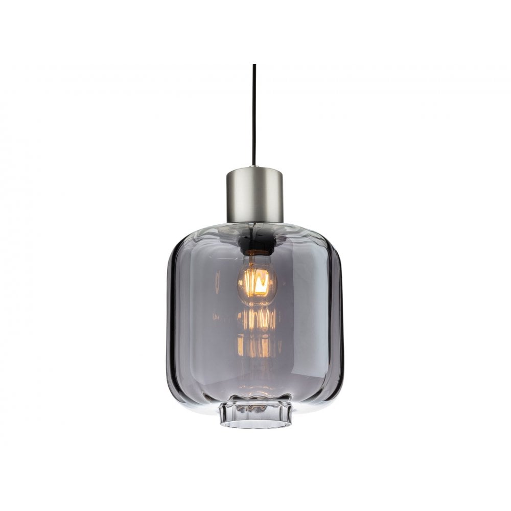 Eton Pendant Light in Aluminium with Smoked Glass