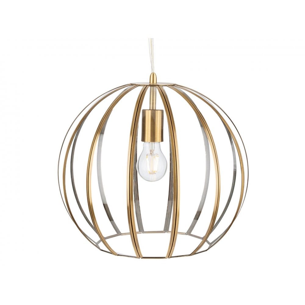 Lincoln Pendant Light in Antique Brass with Clear Glass Circular