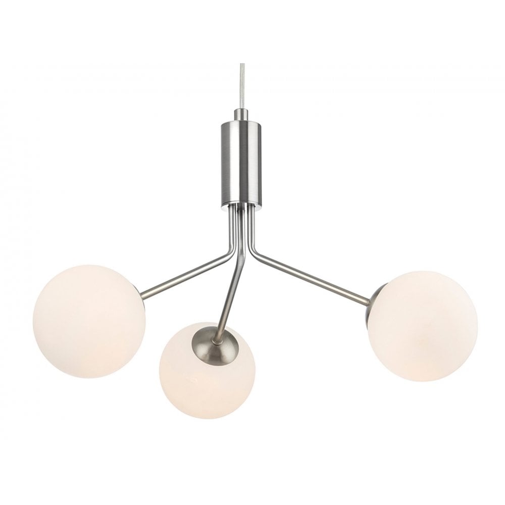 Montana 3 Light in Brushed Steel with Opal White Glass