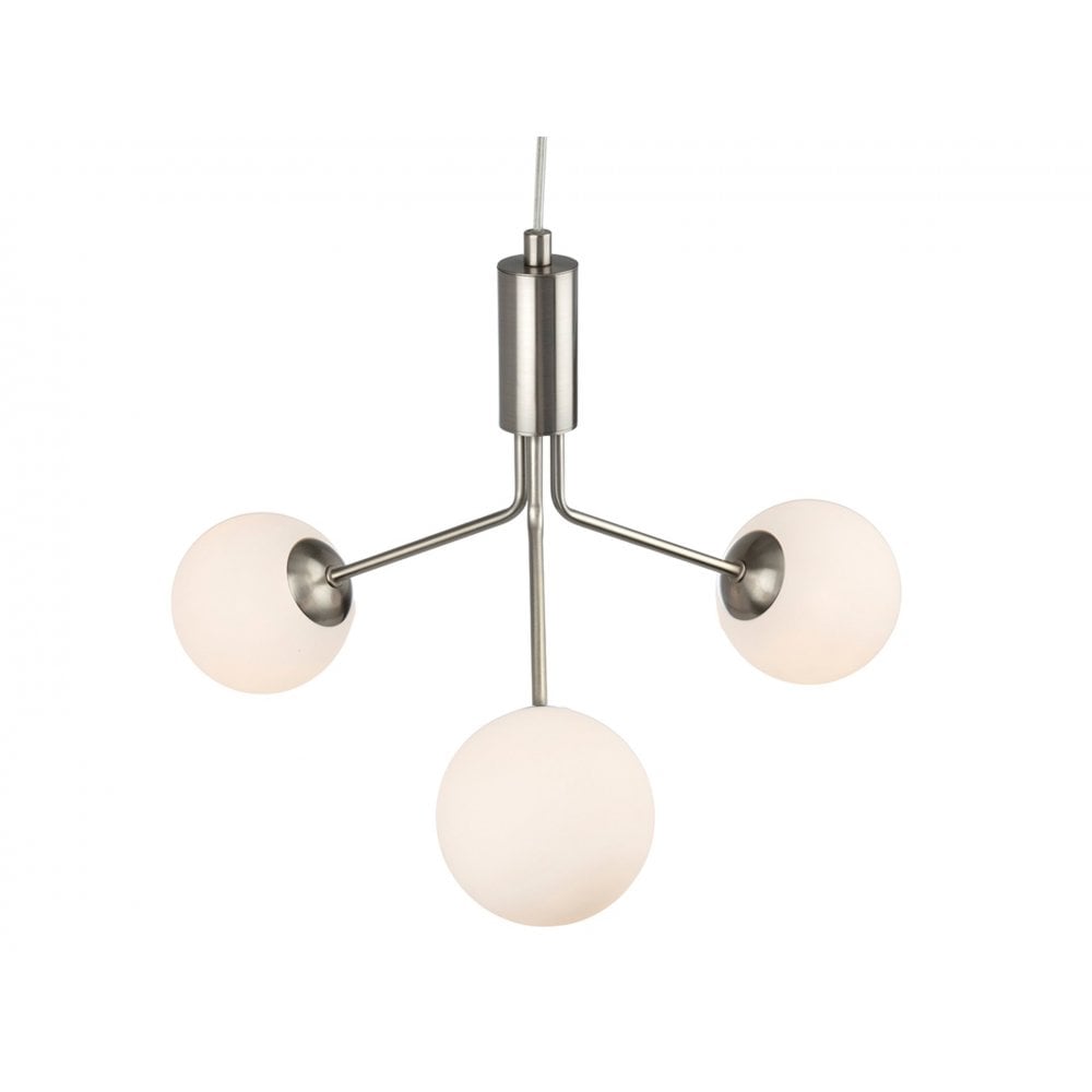 Montana 3 Light in Brushed Steel with Opal White Glass