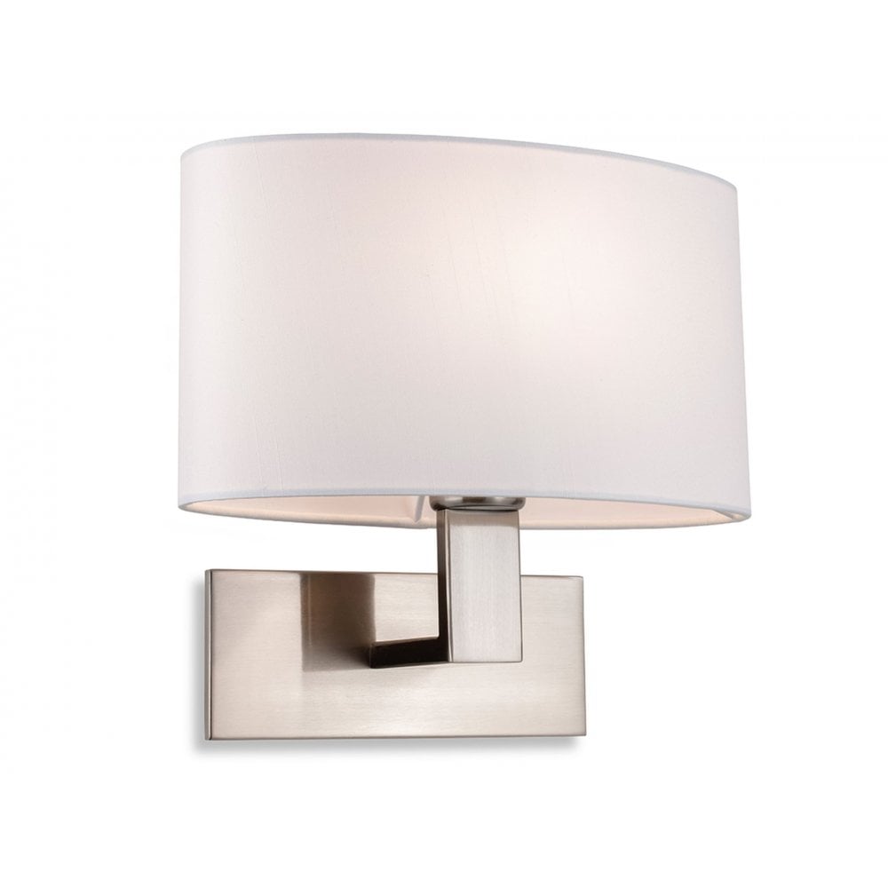 Webster Single Wall light in Brushed Steel with Cream Shade