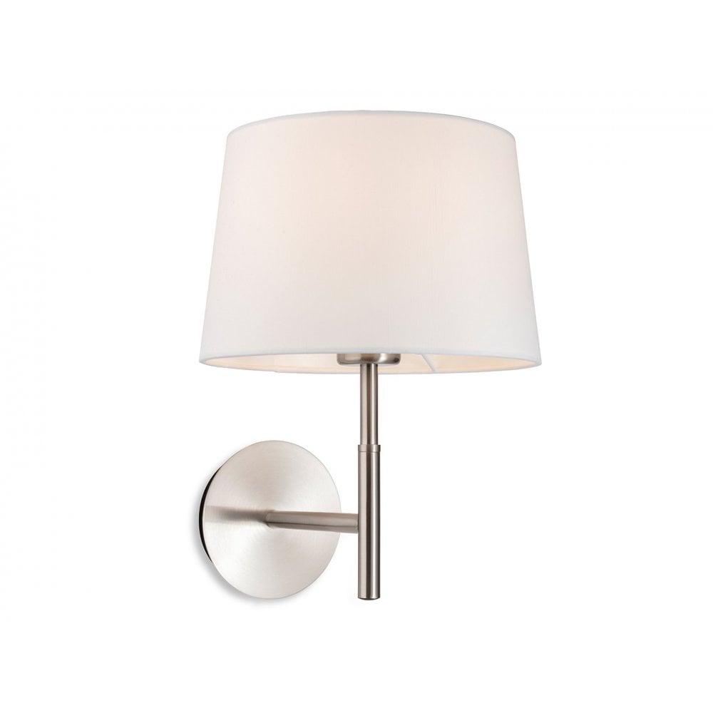 Seymour Single Wall Light in Brushed Steel with Cream Shade