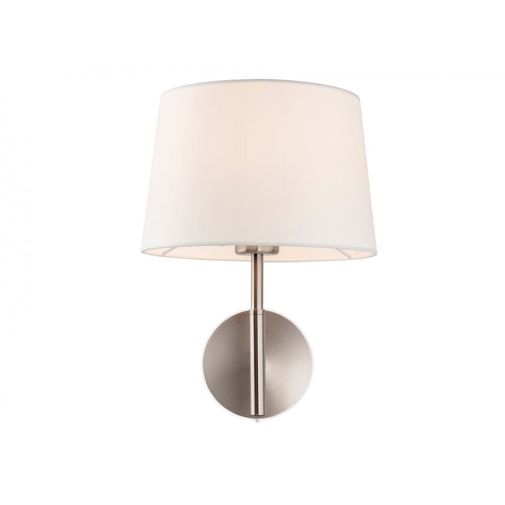 Seymour Single Wall Light in Brushed Steel with Cream Shade