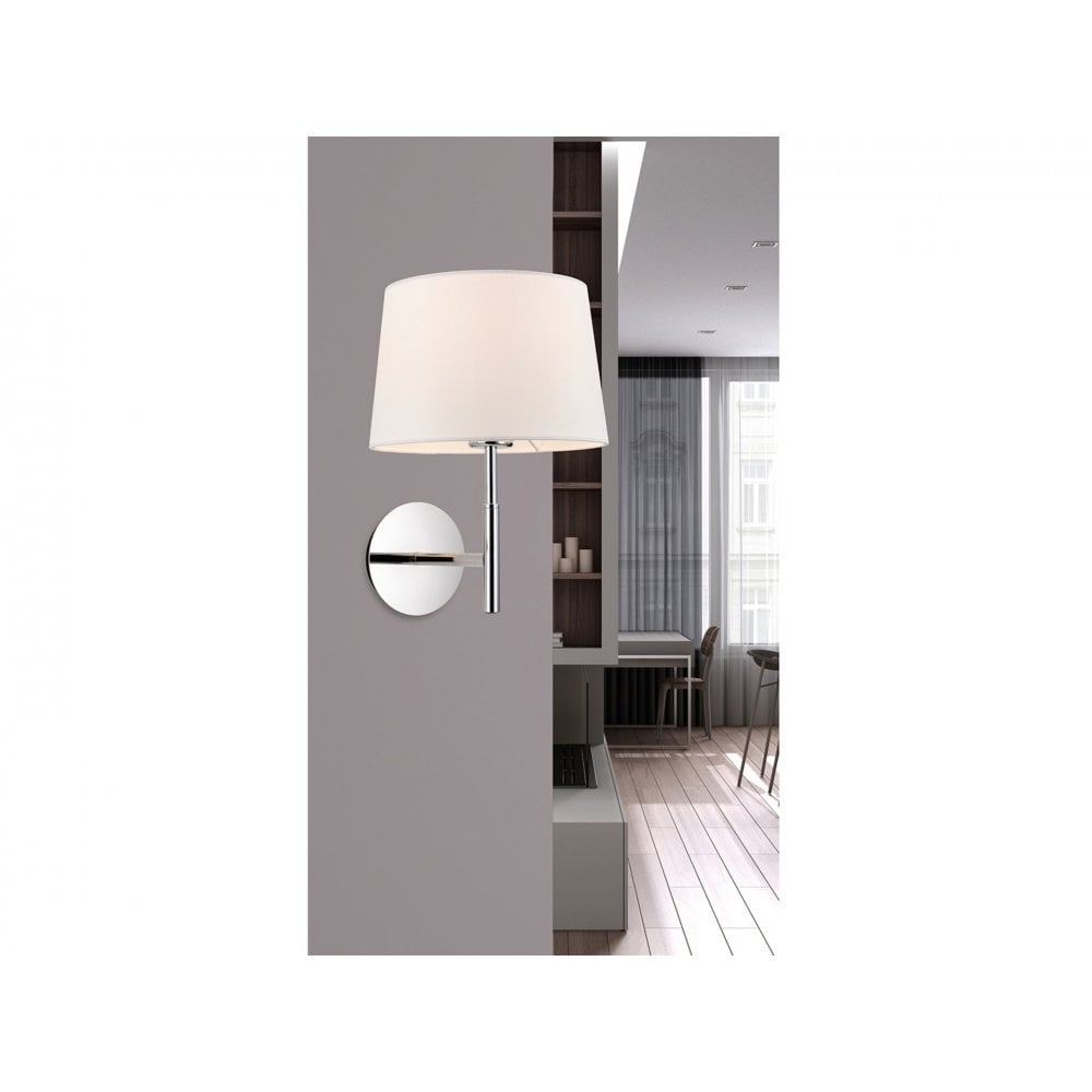 Seymour Single Wall Light in Chrome with Cream Shade