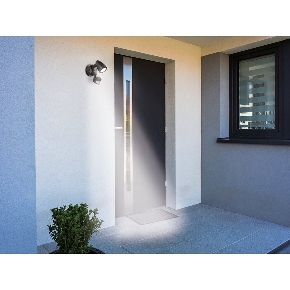 Security LED Single Wall Light with PIR in Black