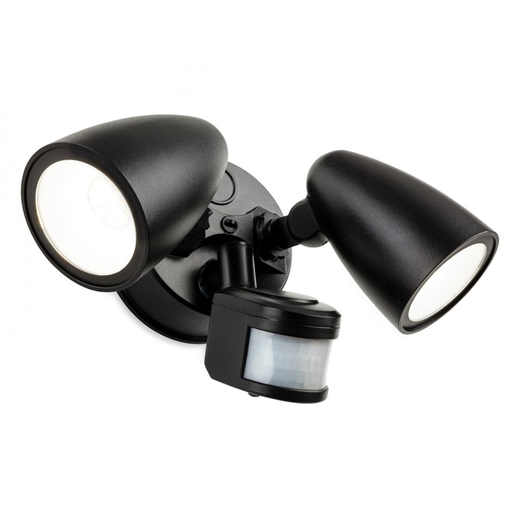 Security LED 2 Light Wall Light with PIR in Black