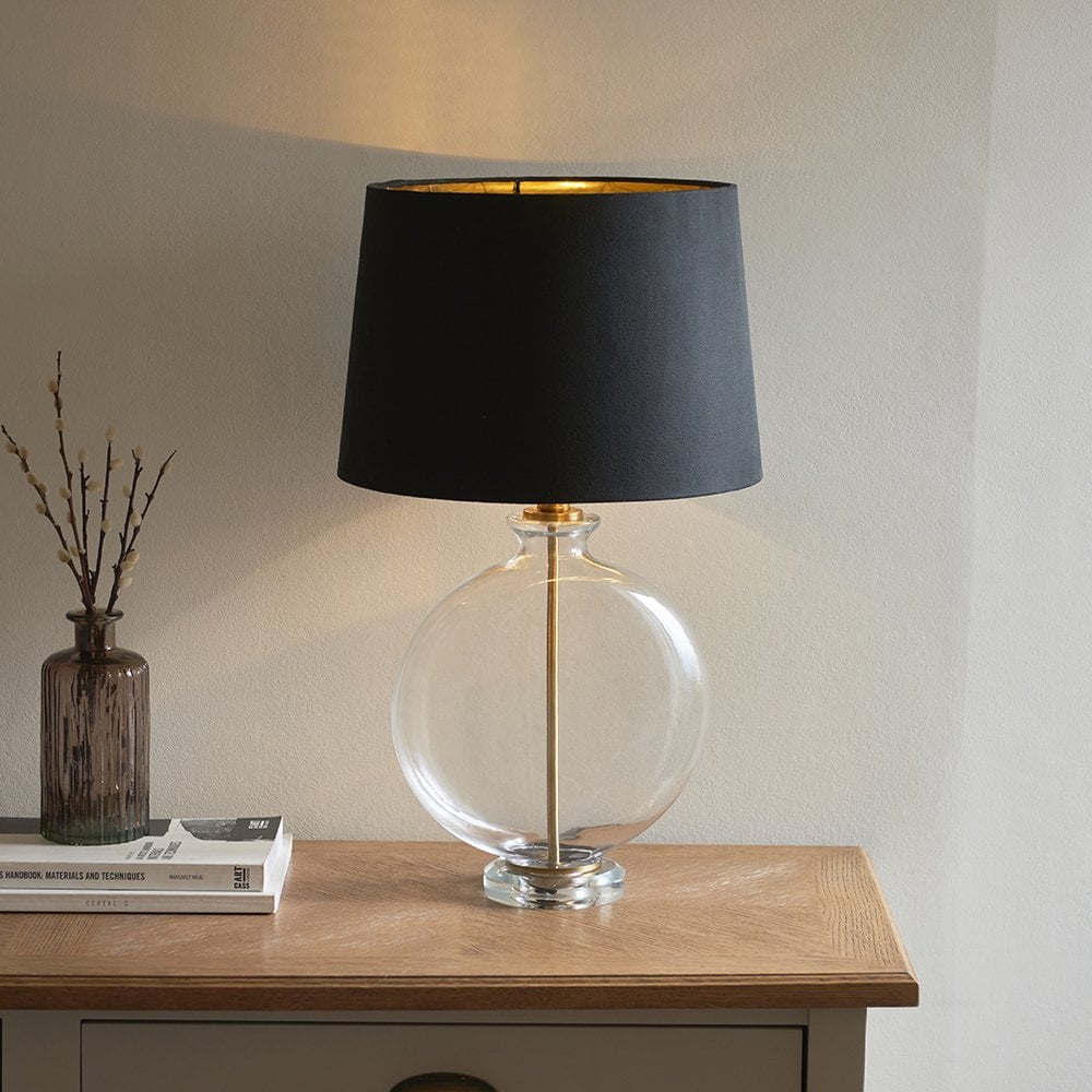Gideon Glass Antique Brass Table Lamp C/W Shade