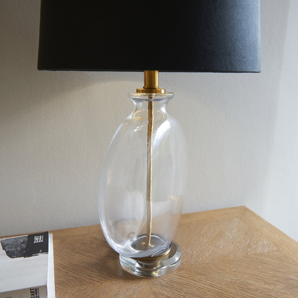 Gideon Glass Antique Brass Table Lamp C/W Shade