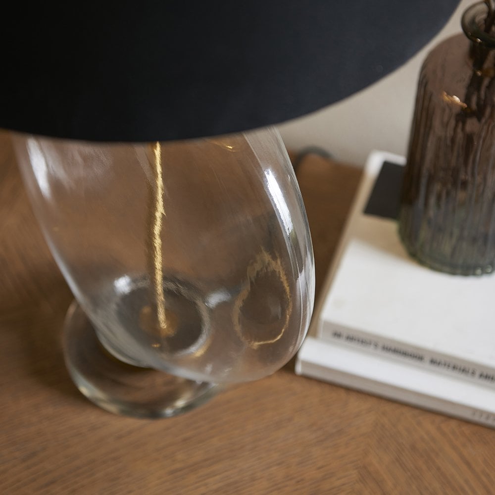 Gideon Glass Antique Brass Table Lamp C/W Shade