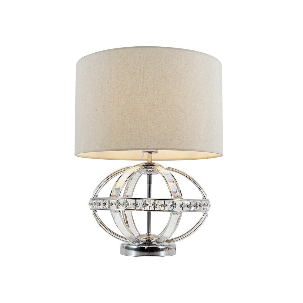 Laura Polished Chrome Crystal Table Lamp C/W Shade