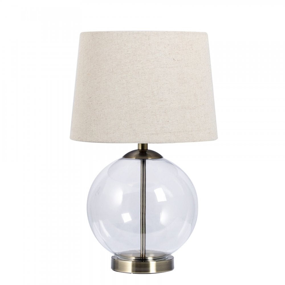 Lewis Antique Brass & Glass Table Lamp C/W Shade