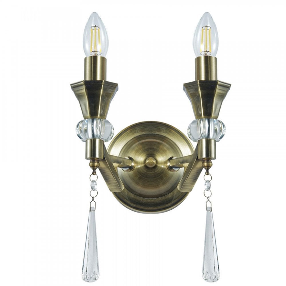 Sophia Antique Brass Crystal Wall Light