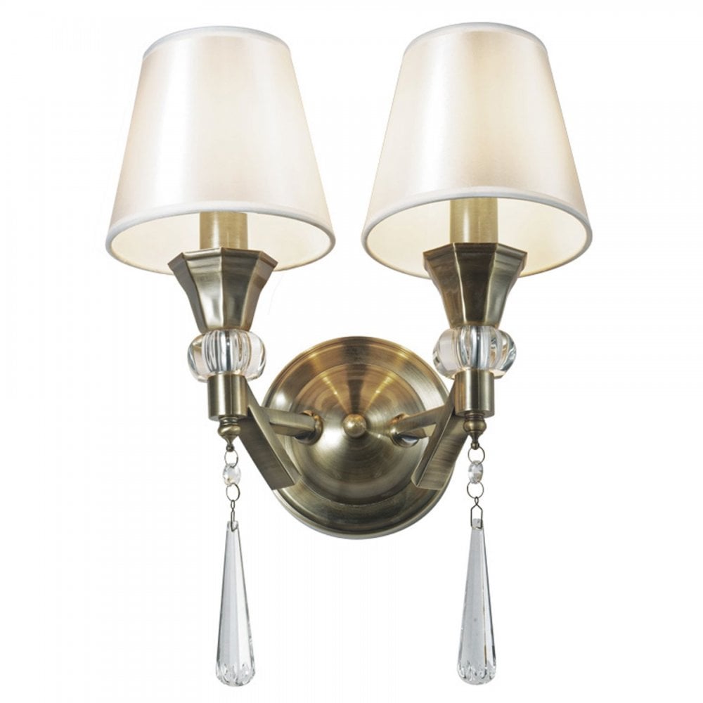 Sophia Antique Brass Crystal Wall Light