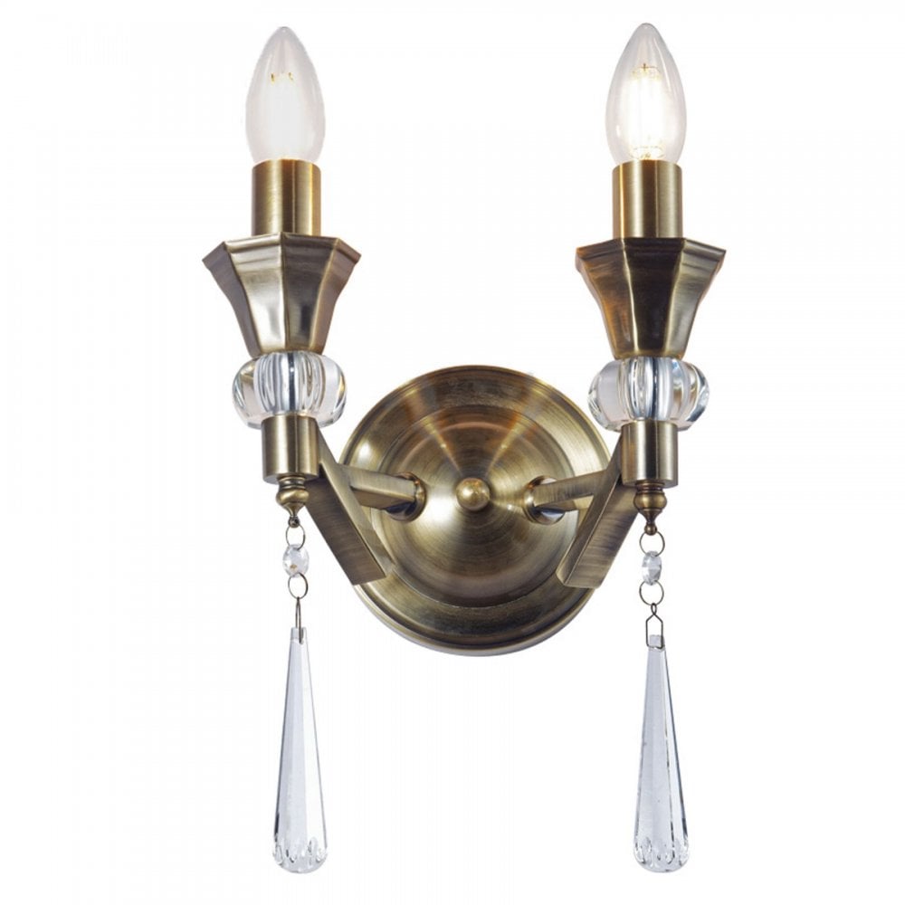 Sophia Antique Brass Crystal Wall Light