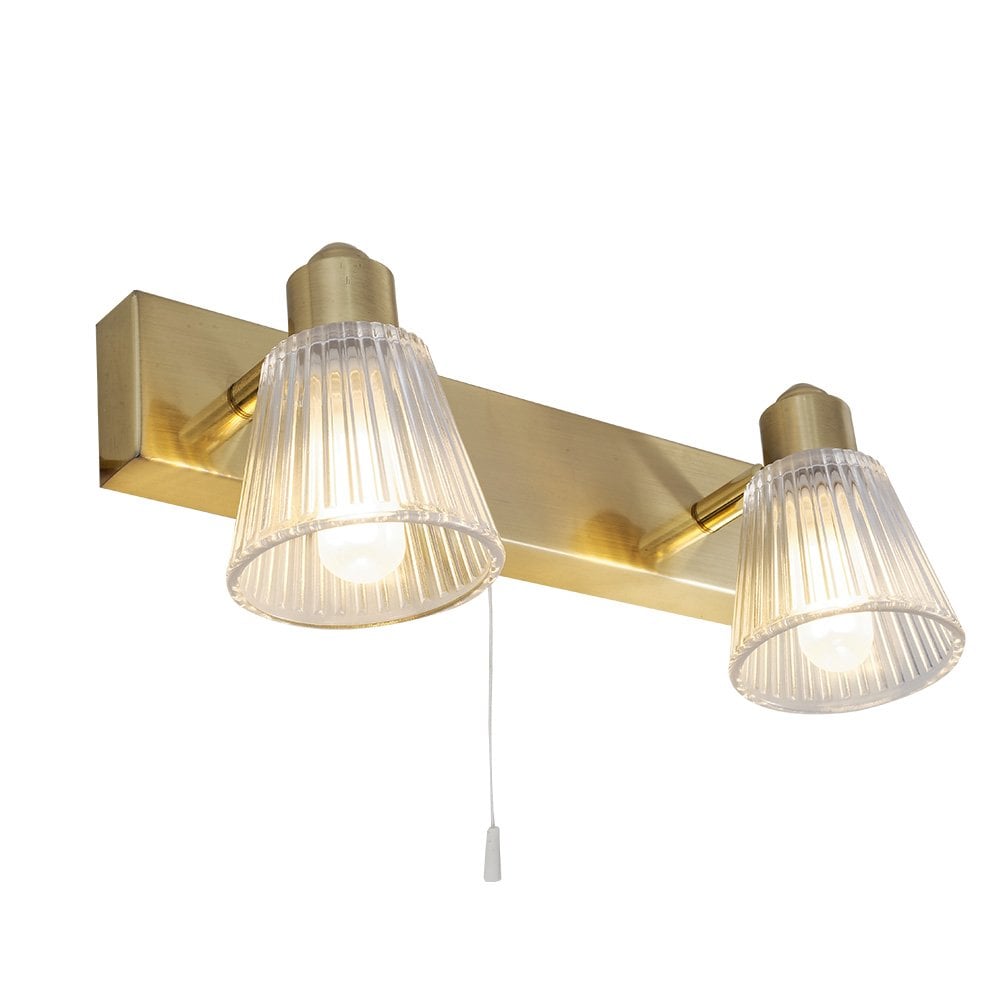 Gatsby 2 Light Satin Brass Bathroom Wall Light IP44