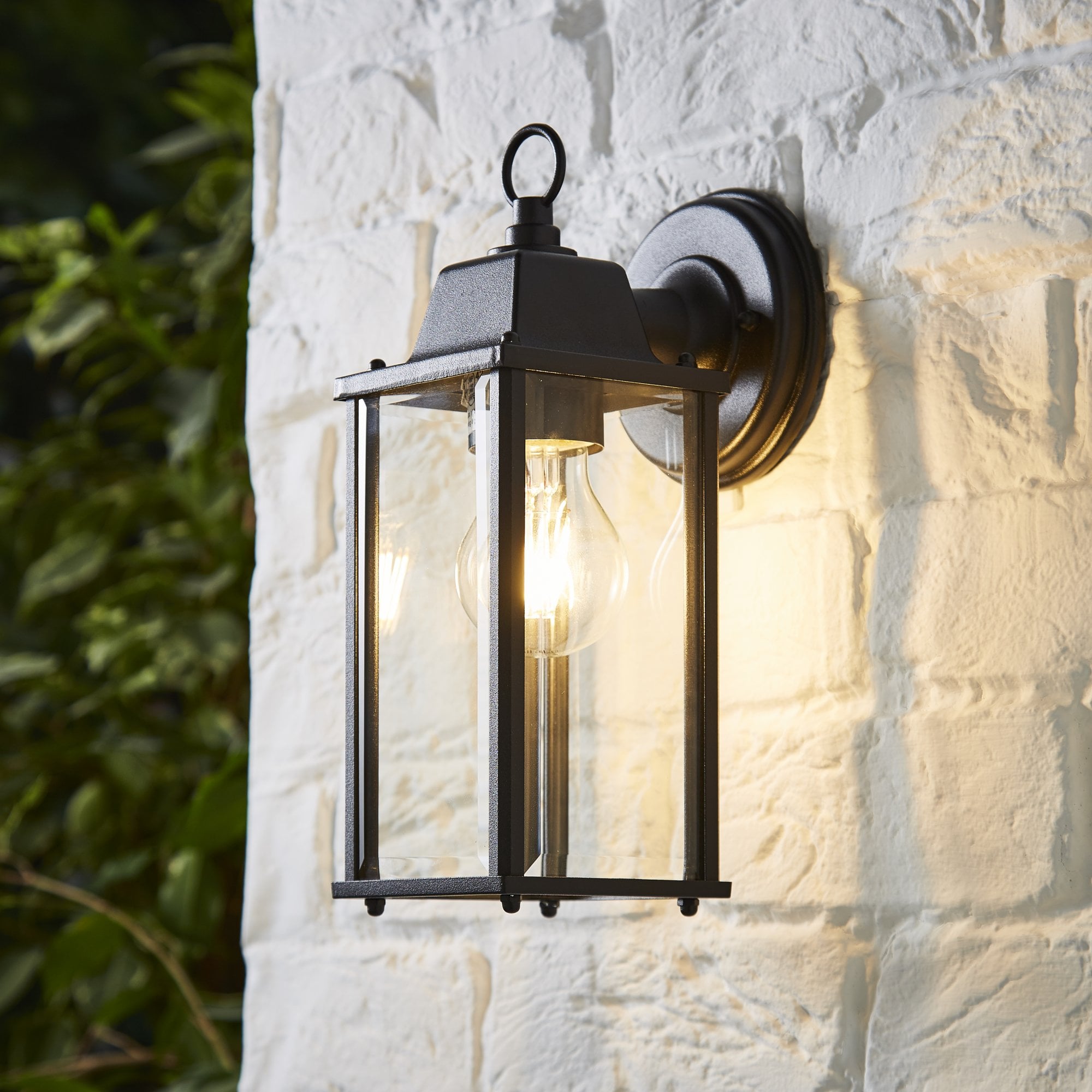 Ceres Black Outdoor Wall Lantern Bevelled Glass