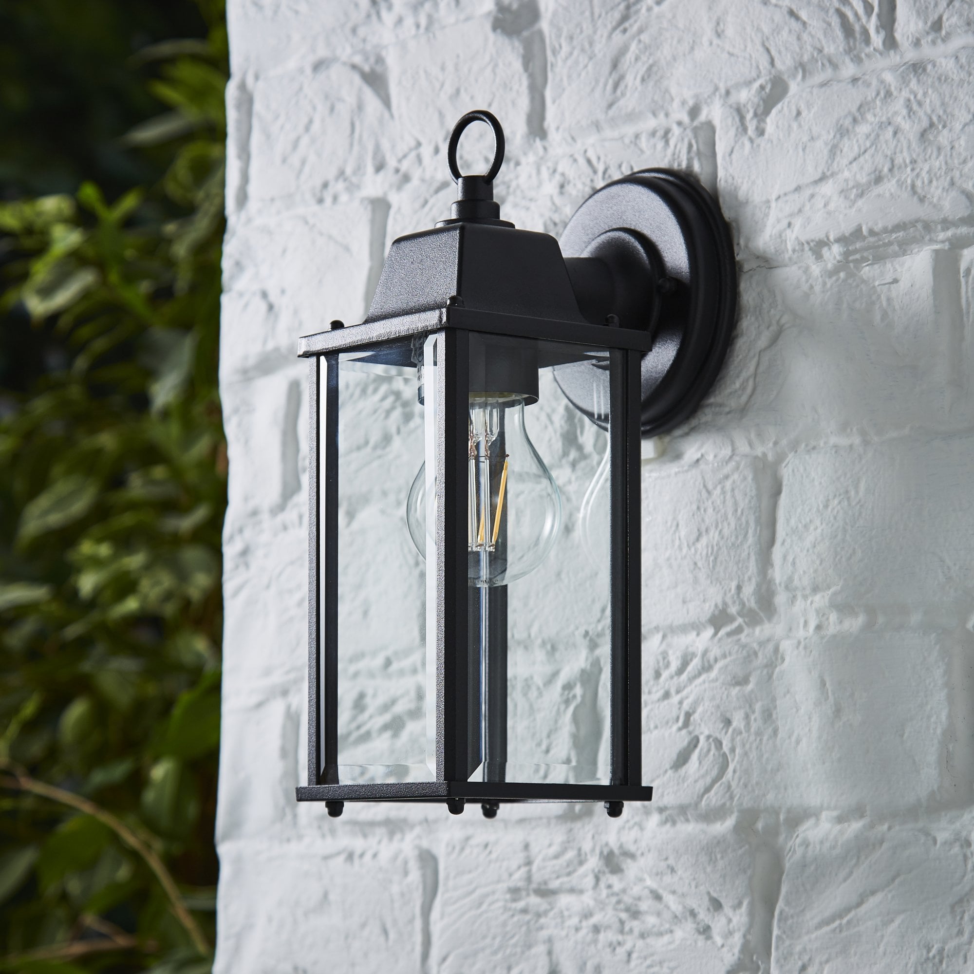 Ceres Black Outdoor Wall Lantern Bevelled Glass