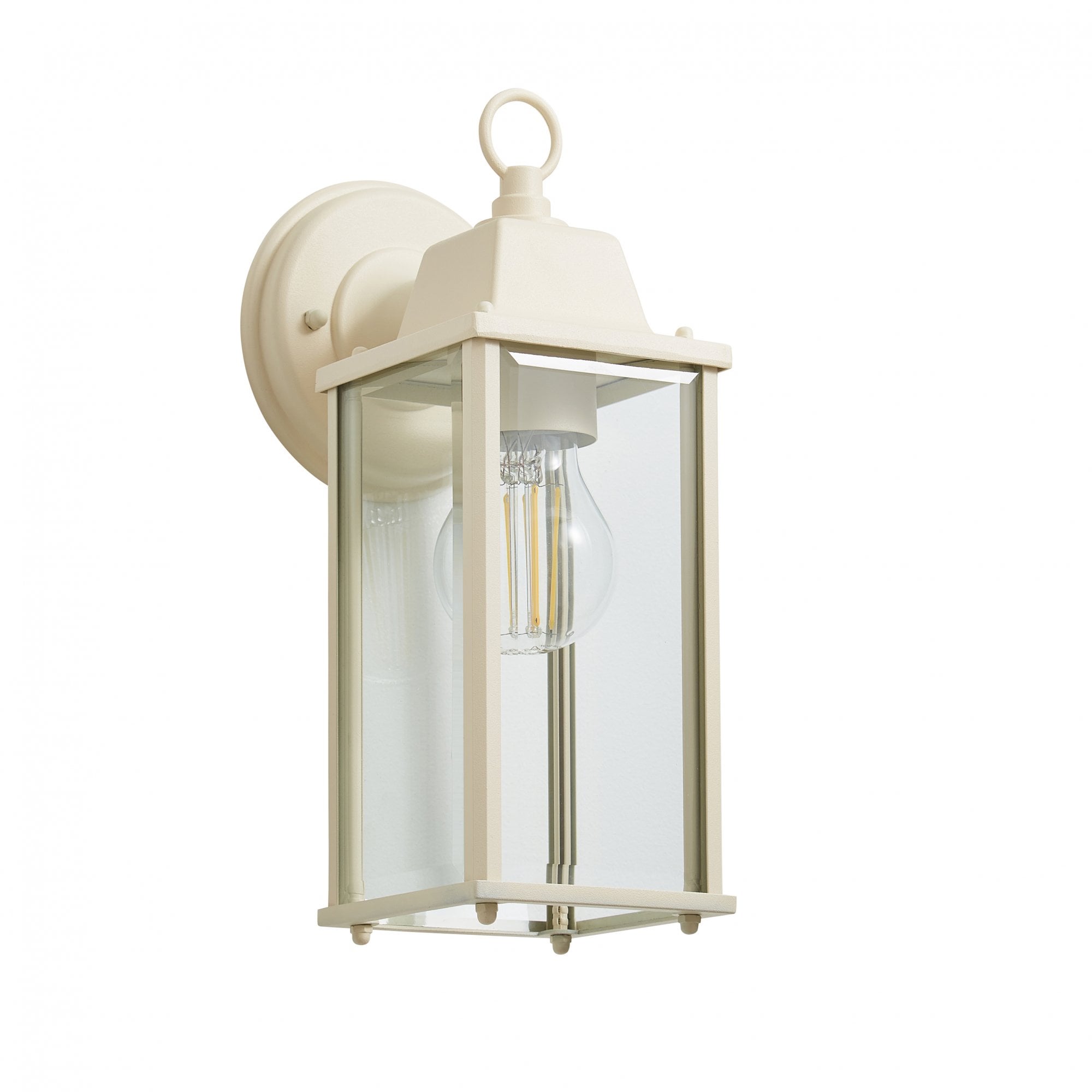 Ceres Ivory Outdoor Wall Lantern Bevelled Glass
