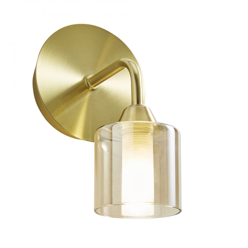 Patras Wall Light in Satin Brass & Champagne Glass IP44