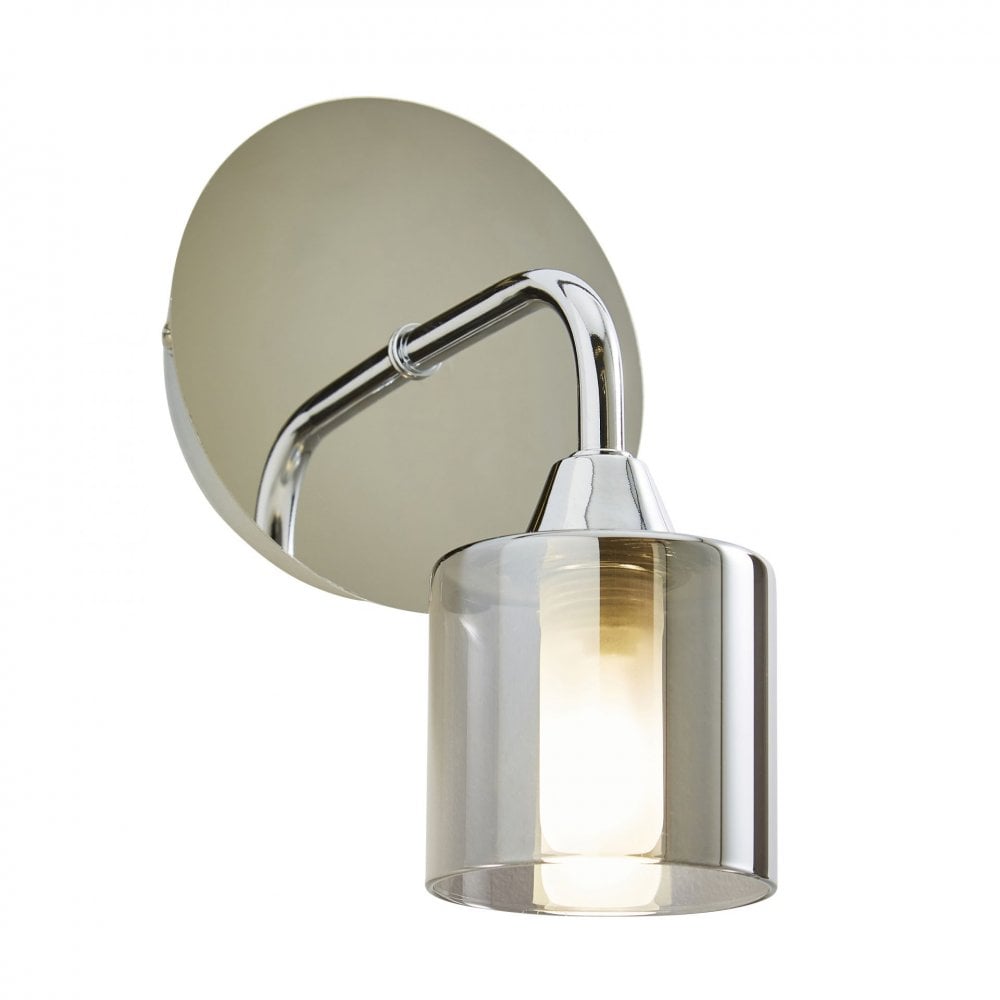 Patras Wall Light in Chrome & Smoked Glass IP44