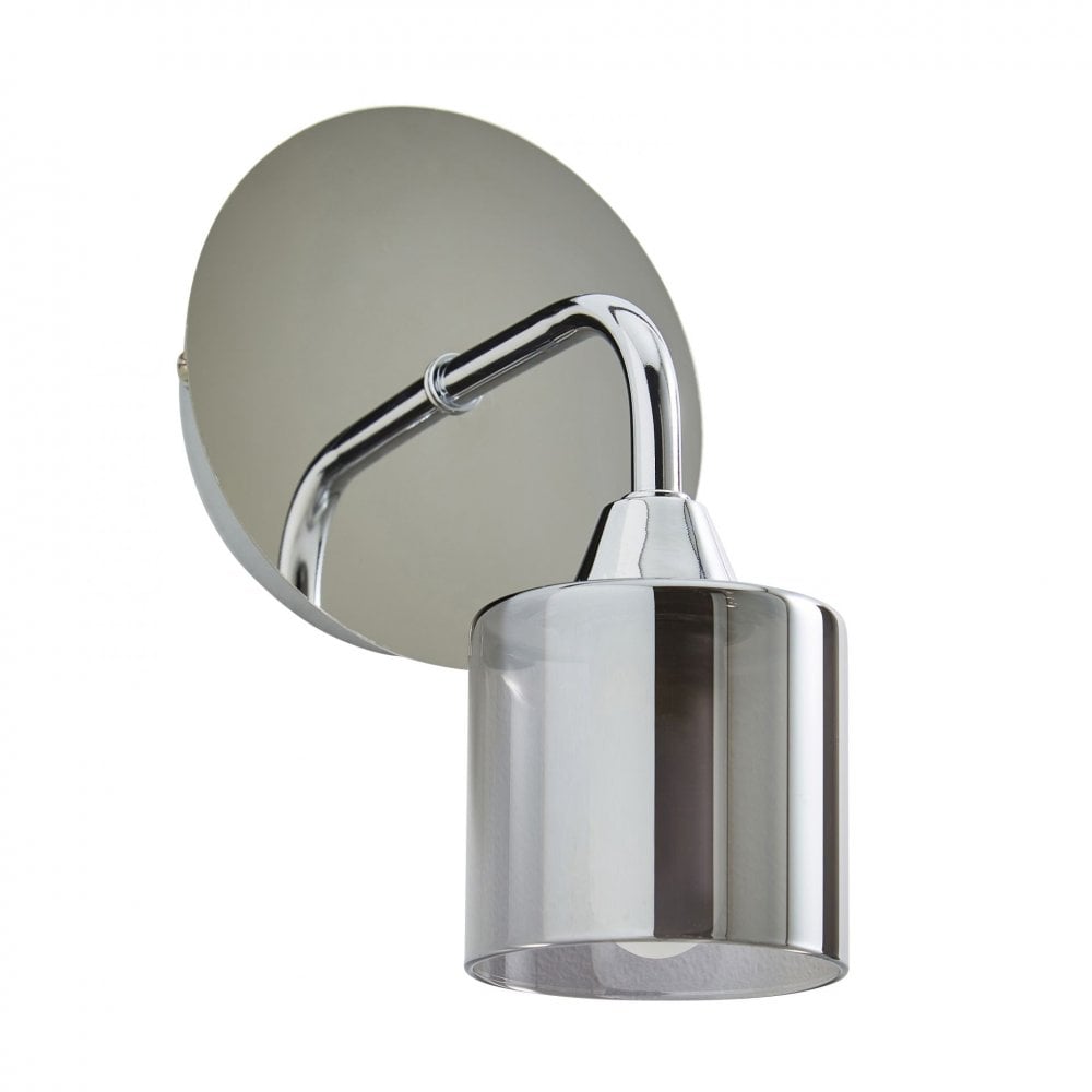 Patras Wall Light in Chrome & Smoked Glass IP44