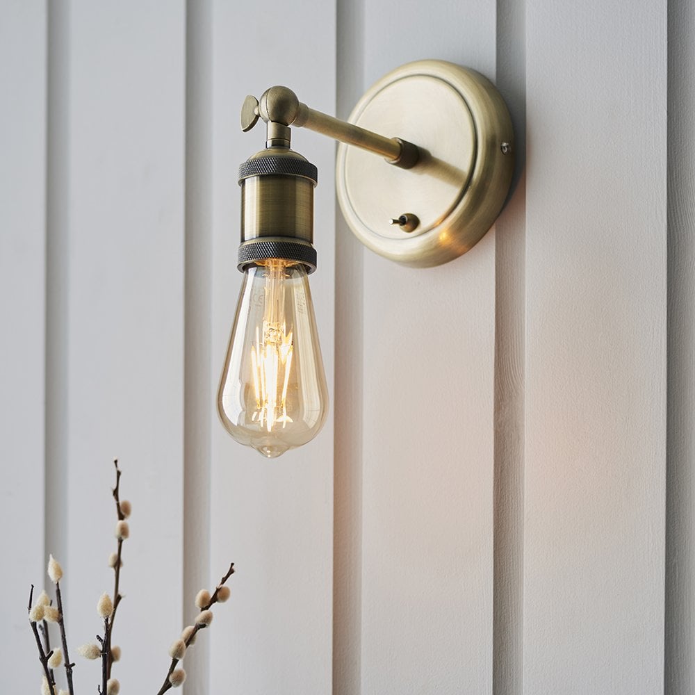 Hal Wall Light in Antique Brass