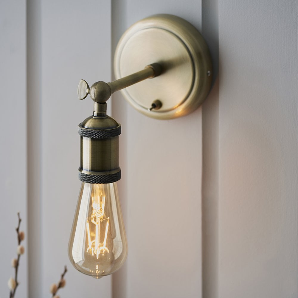 Hal Wall Light in Antique Brass