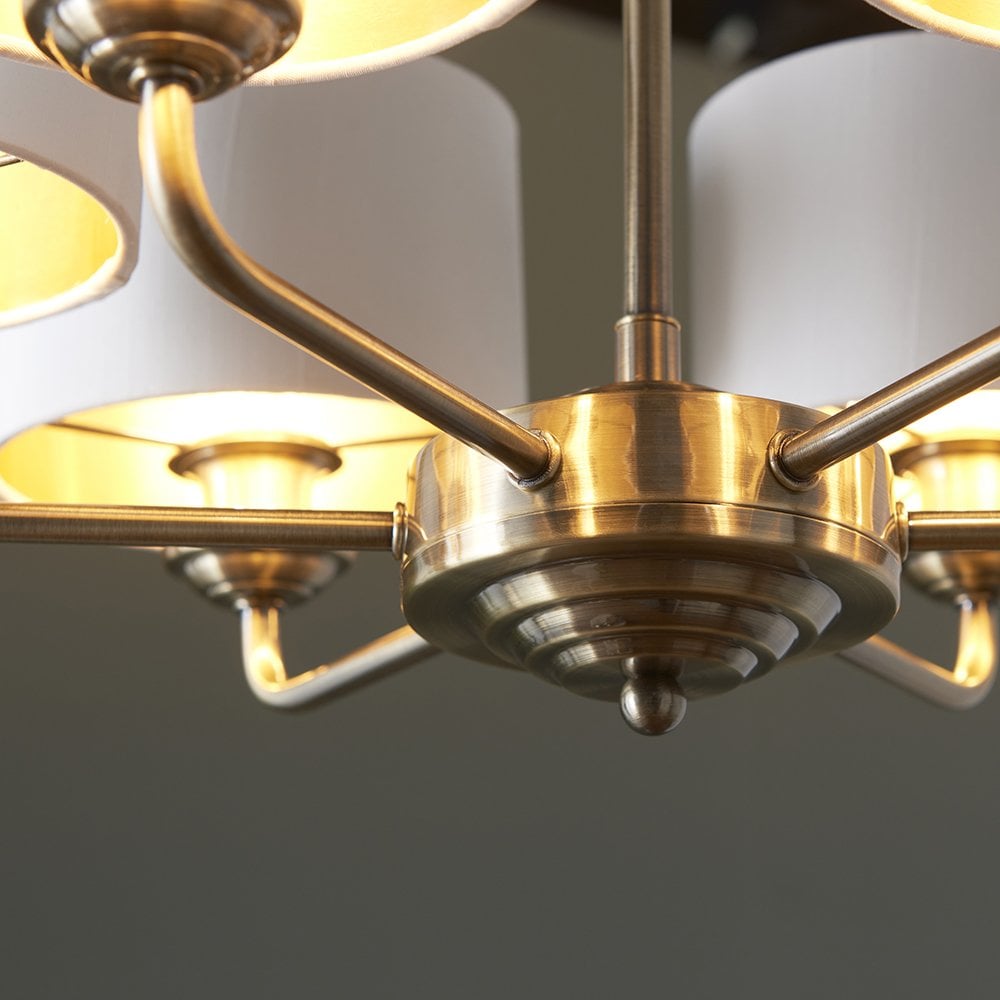 Highclere 6 Light Multi Arm Pendant in Bright Nickel C/W Charcoal Shades