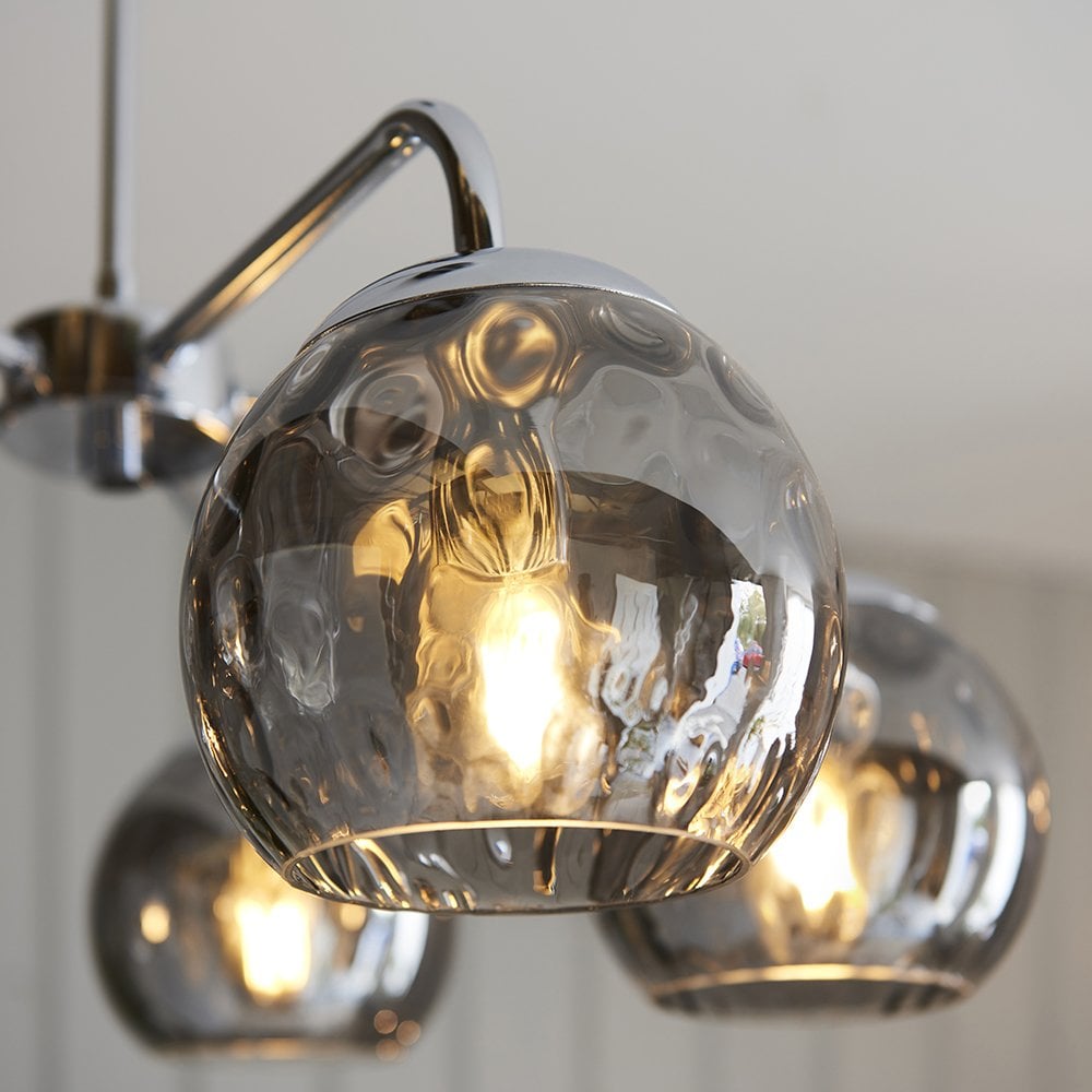 Dimple 5 Light Polished Chrome with Smoked Glass Semi Flush