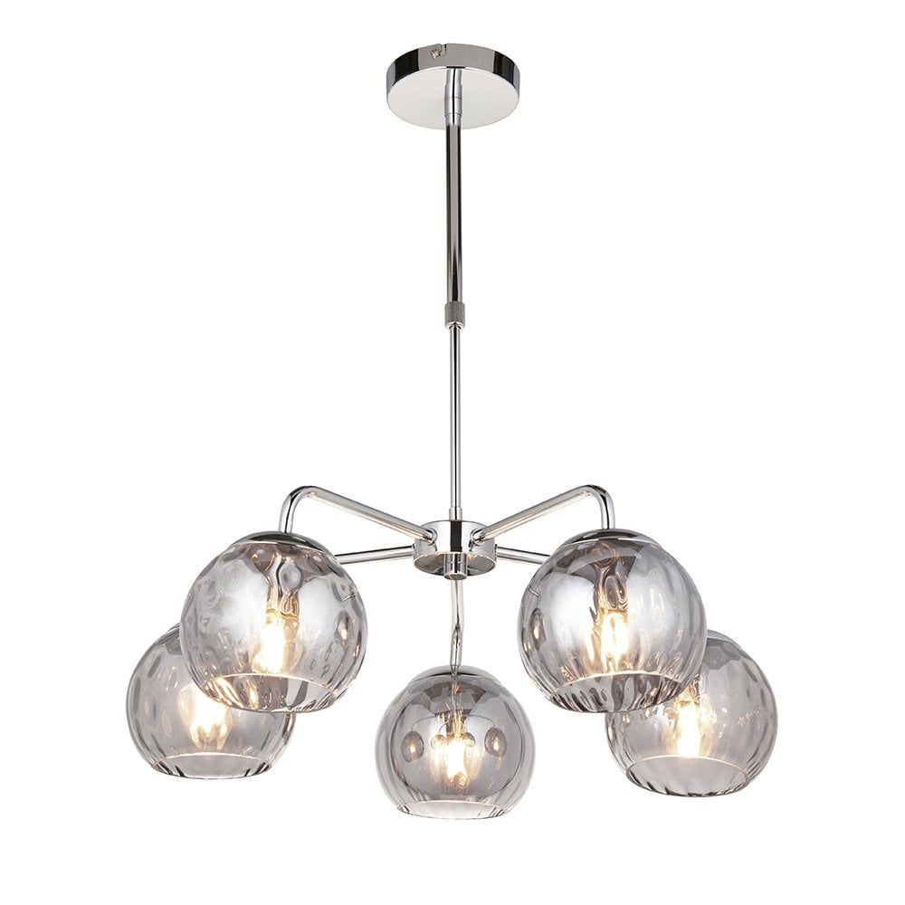 Dimple 5 Light Polished Chrome with Smoked Glass Semi Flush