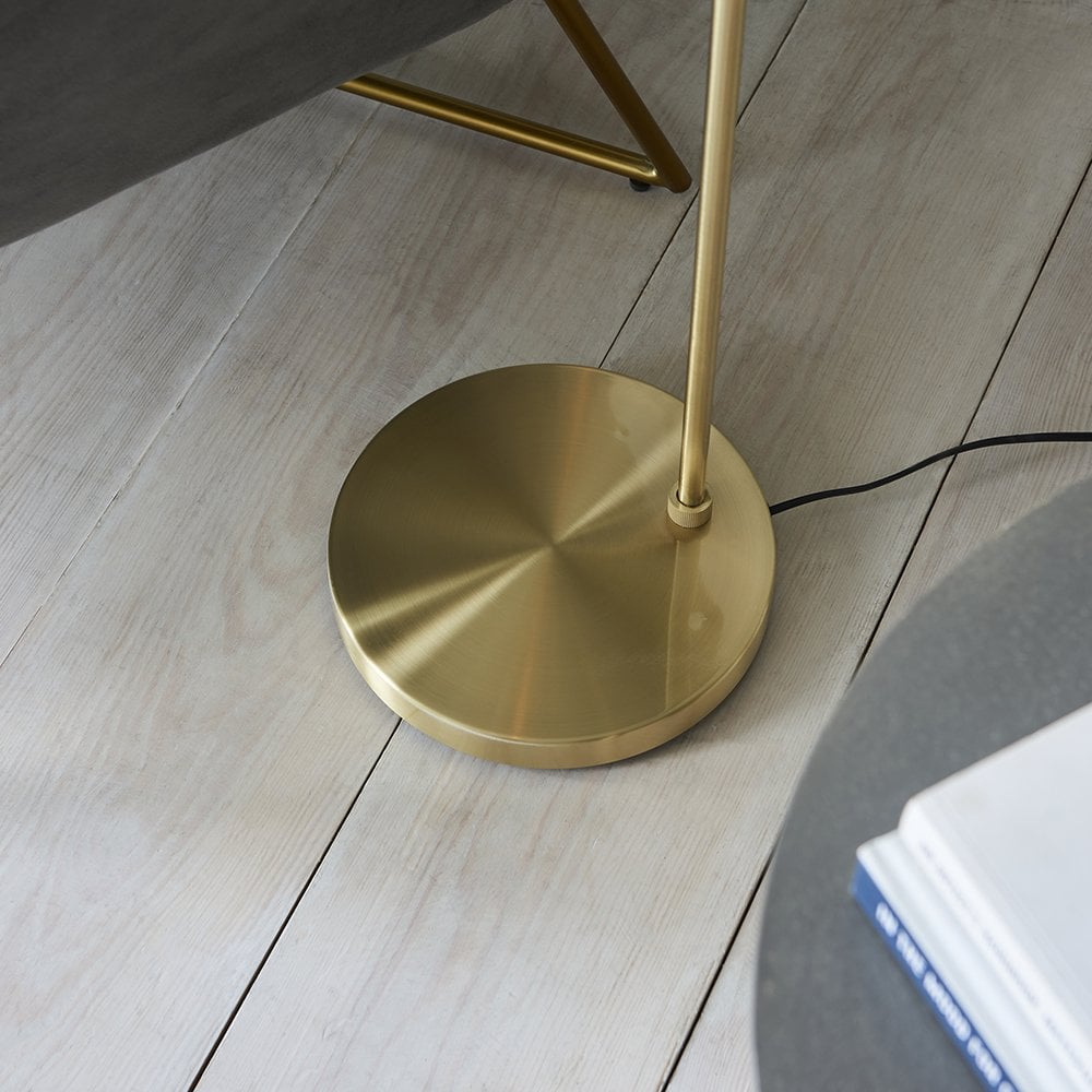Dimple Brushed Brass & Champagne Glass Floor Lamp