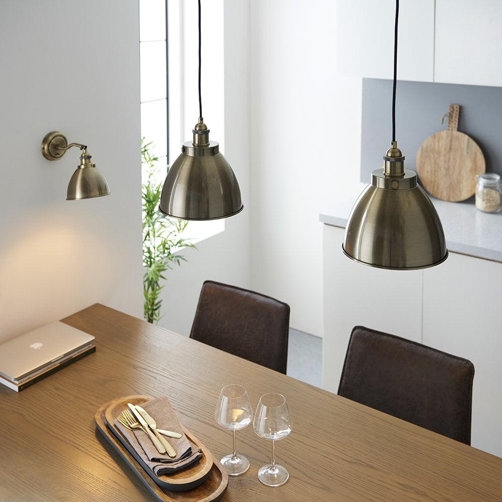 Franklin Small Antique Brass Pendant