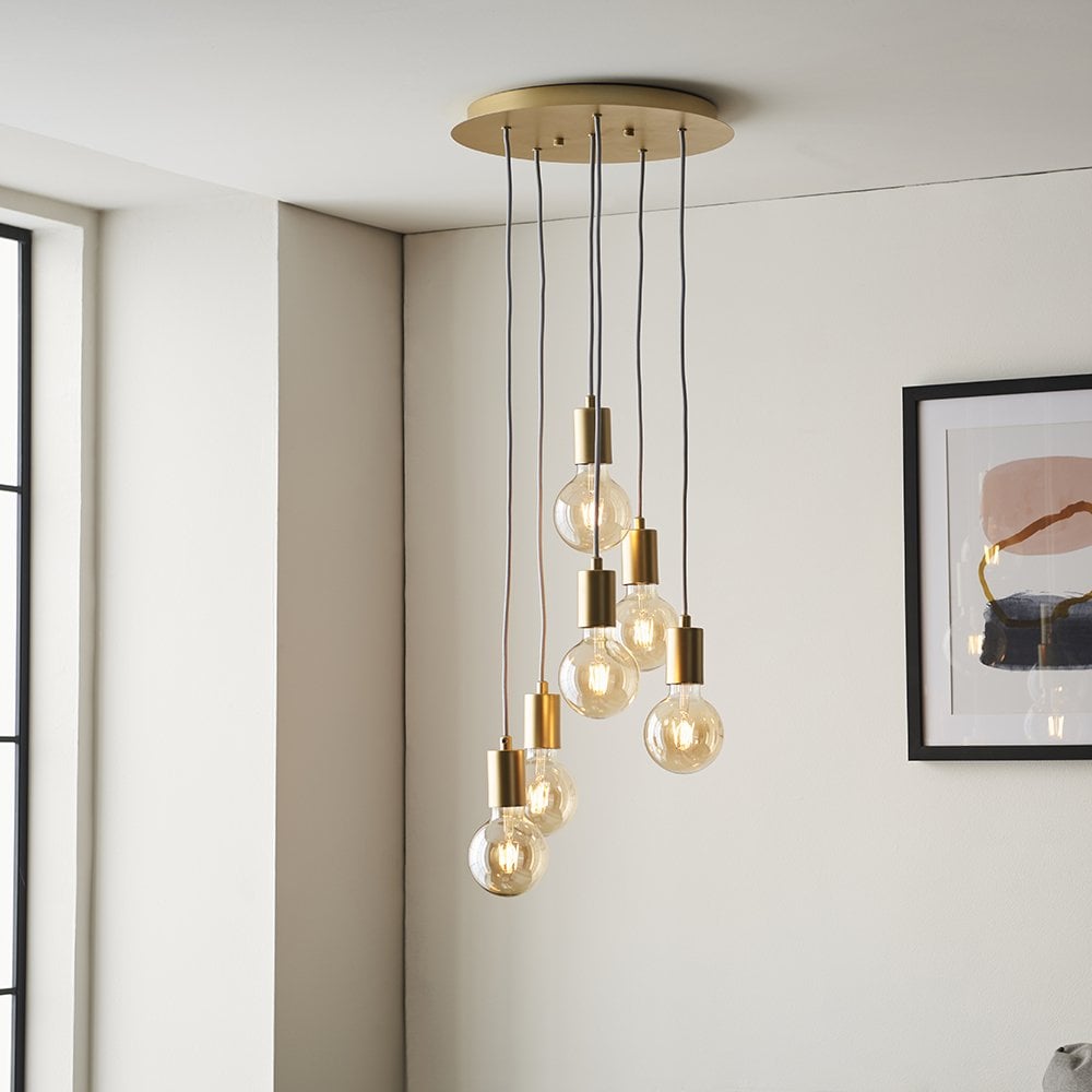 Studio 6 Light Cluster in Brushed Brass