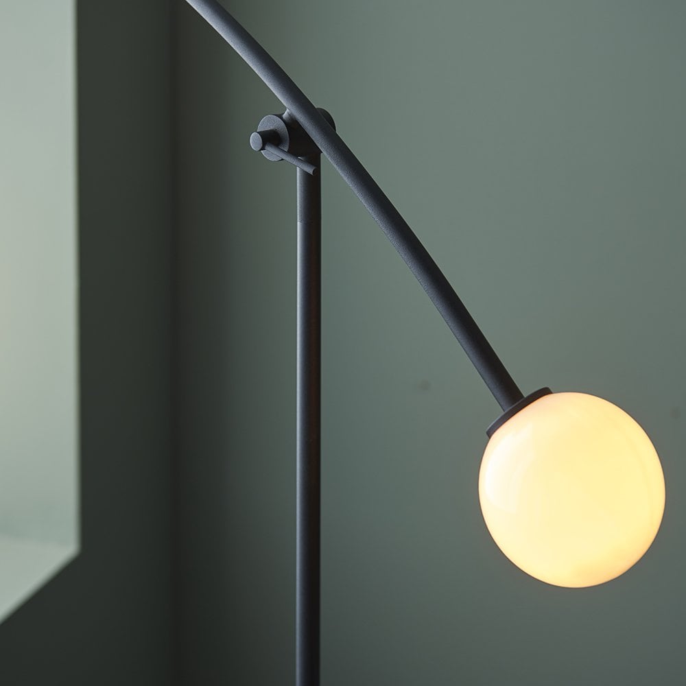 Black Floor Lamp with 2 Opal Glass Shades