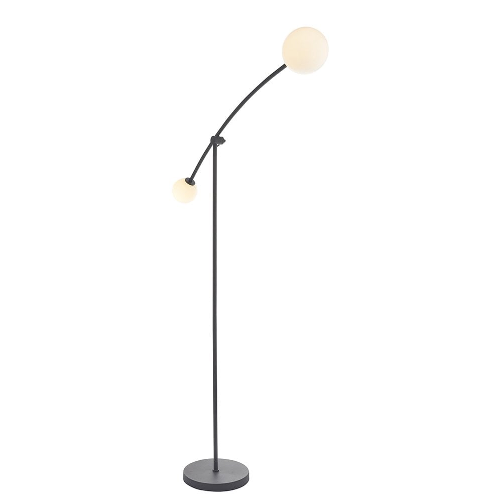 Black Floor Lamp with 2 Opal Glass Shades
