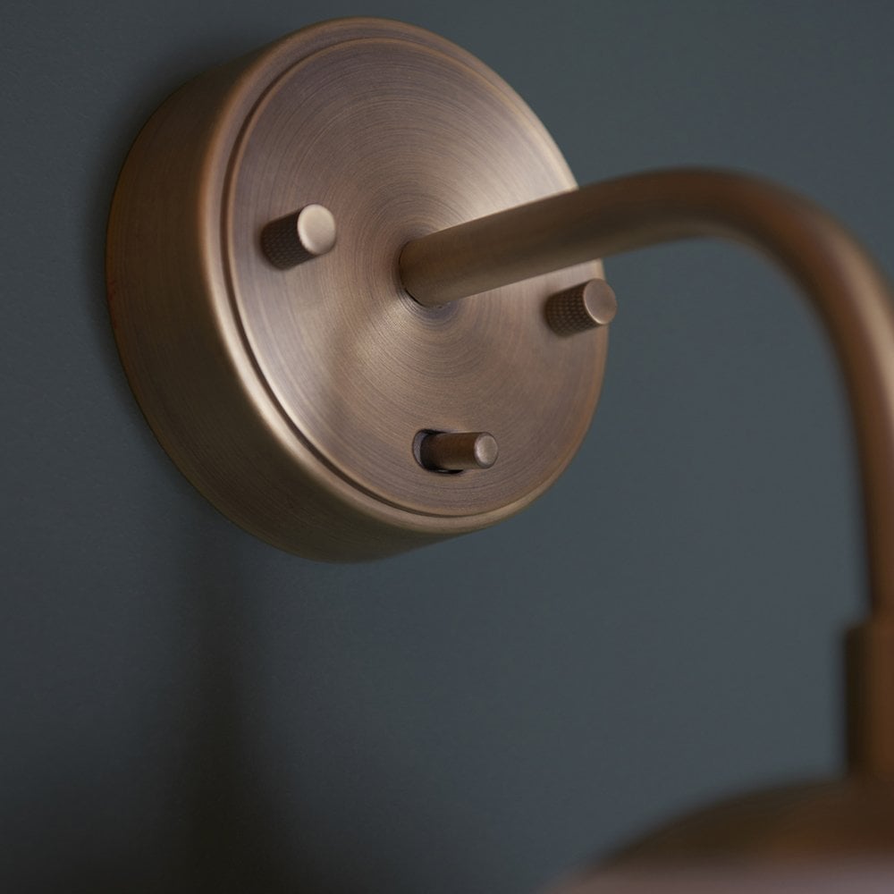 Matt Antique Brass Wall Light with Opal Glass Shade
